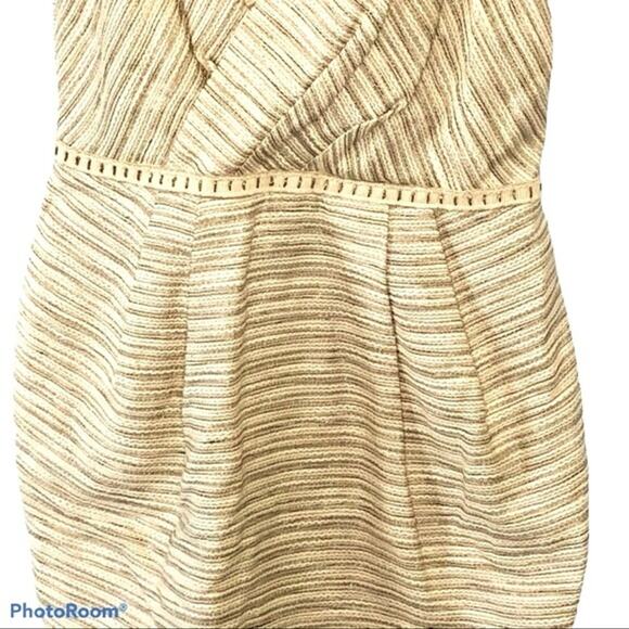 Axara Paris Linen Blend Faux Wrap Mini Cocktail Dress Size8 EU40 Metallic Thread - Picture 7 of 14